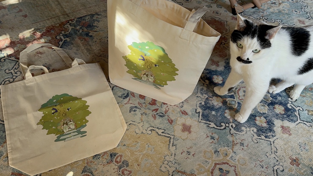 『はちさんとそうちゃんの「おかえり」トートバッグ』薄手コットン