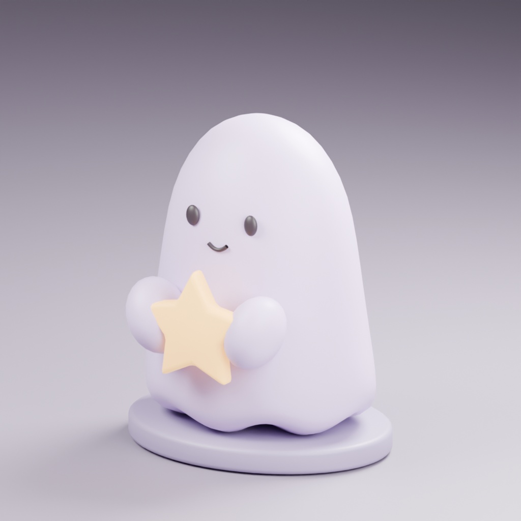 【無料 / Free】Ghost Night Light|星を抱くおばけのナイトライト|VRChat小物・3色