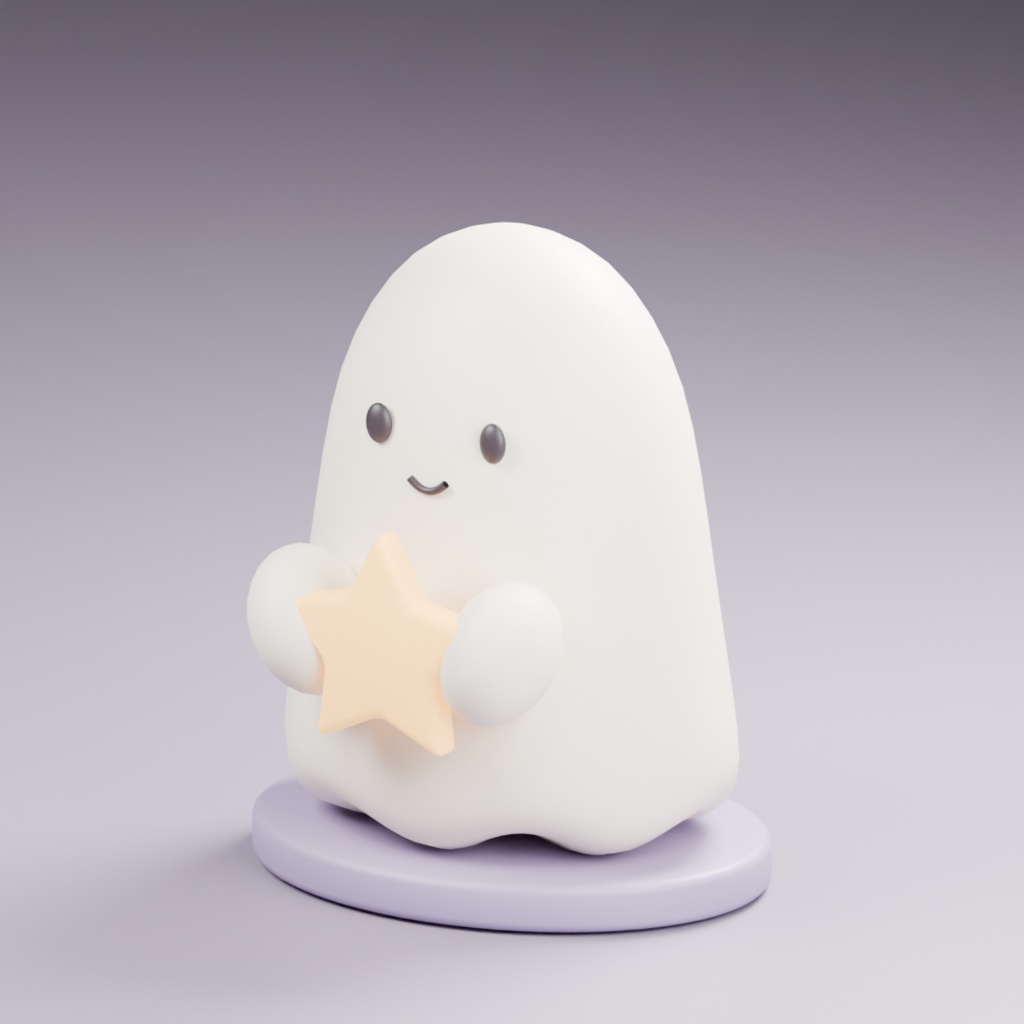 【無料 / Free】Ghost Night Light｜星を抱くおばけのナイトライト｜VRChat小物・3色