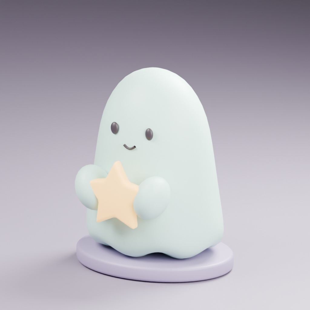 【無料 / Free】Ghost Night Light|星を抱くおばけのナイトライト|VRChat小物・3色