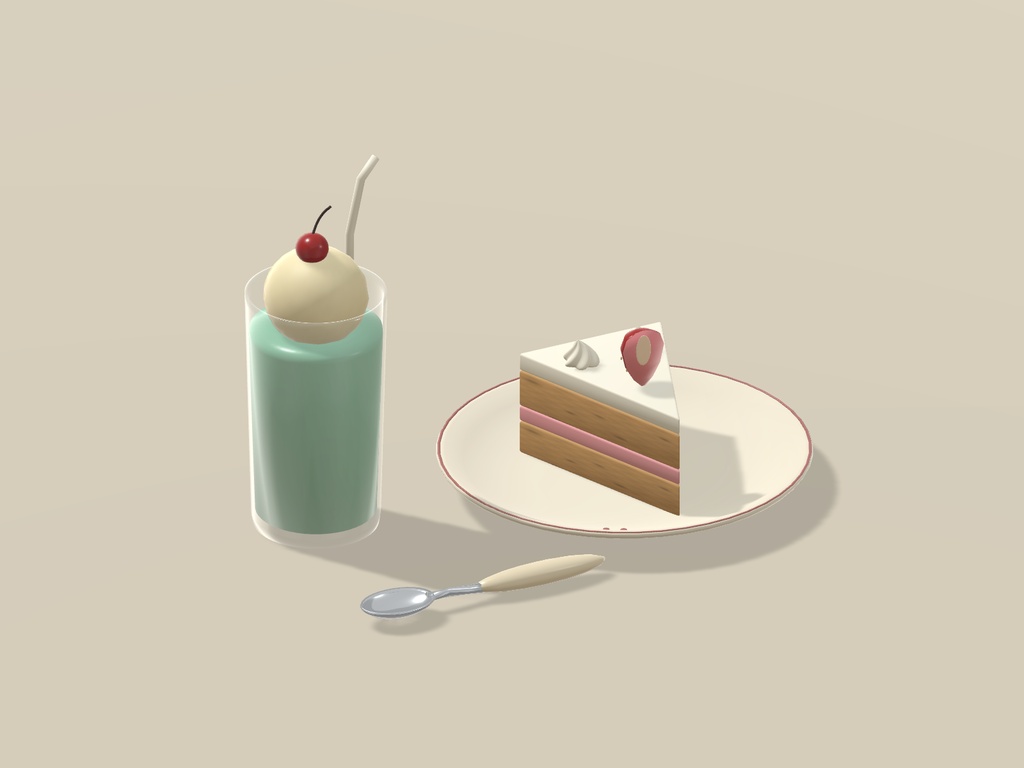【VRChat】HOME CAFE|カフェ・デザート小物8種セット|Dessert & Drink Props