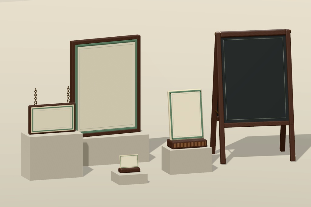 【無料 / Free】【VRChat】CAFE SIGNAGE|カフェ・ショップ看板5種|Editable Menu & Sign Props