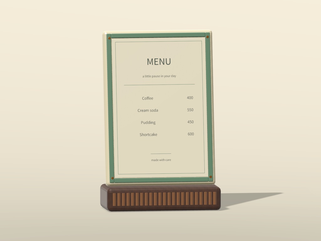 【無料 / Free】【VRChat】CAFE SIGNAGE|カフェ・ショップ看板5種|Editable Menu & Sign Props
