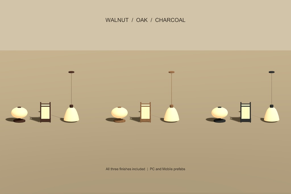 【無料 / Free】【VRChat】COZY AKARI|和風照明3種・3色セット / Japanese Lighting Props
