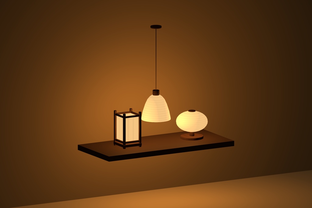 【無料 / Free】【VRChat】COZY AKARI|和風照明3種・3色セット / Japanese Lighting Props