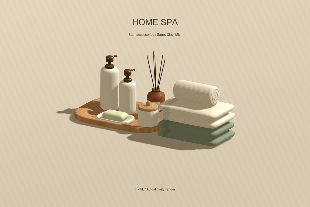 【VRChat】HOME SPA|くま・バブルのバスルーム小物21点・3色 / Cute Bathroom & Spa Props