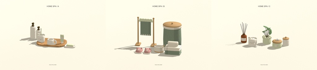 【VRChat】HOME SPA｜くま・バブルのバスルーム小物21点・3色 / Cute Bathroom & Spa Props