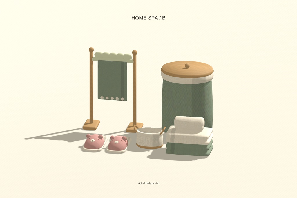 【VRChat】HOME SPA|くま・バブルのバスルーム小物21点・3色 / Cute Bathroom & Spa Props