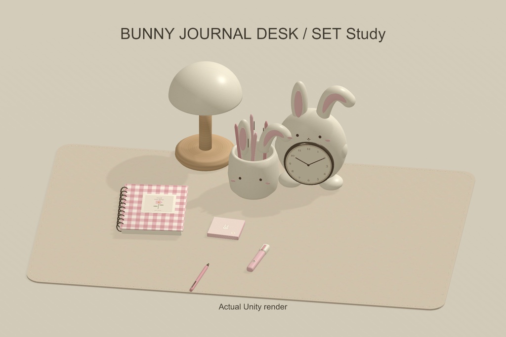 【VRChat】BUNNY JOURNAL DESK|うさぎの文房具・デスク小物24点・3色 / Stationery & Decor