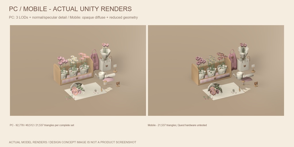 【VRChat】KOGUMA FLOWER ATELIER|こぐまの花屋・フラワー小物18組・3色 / Florist & Flower Studio Decor
