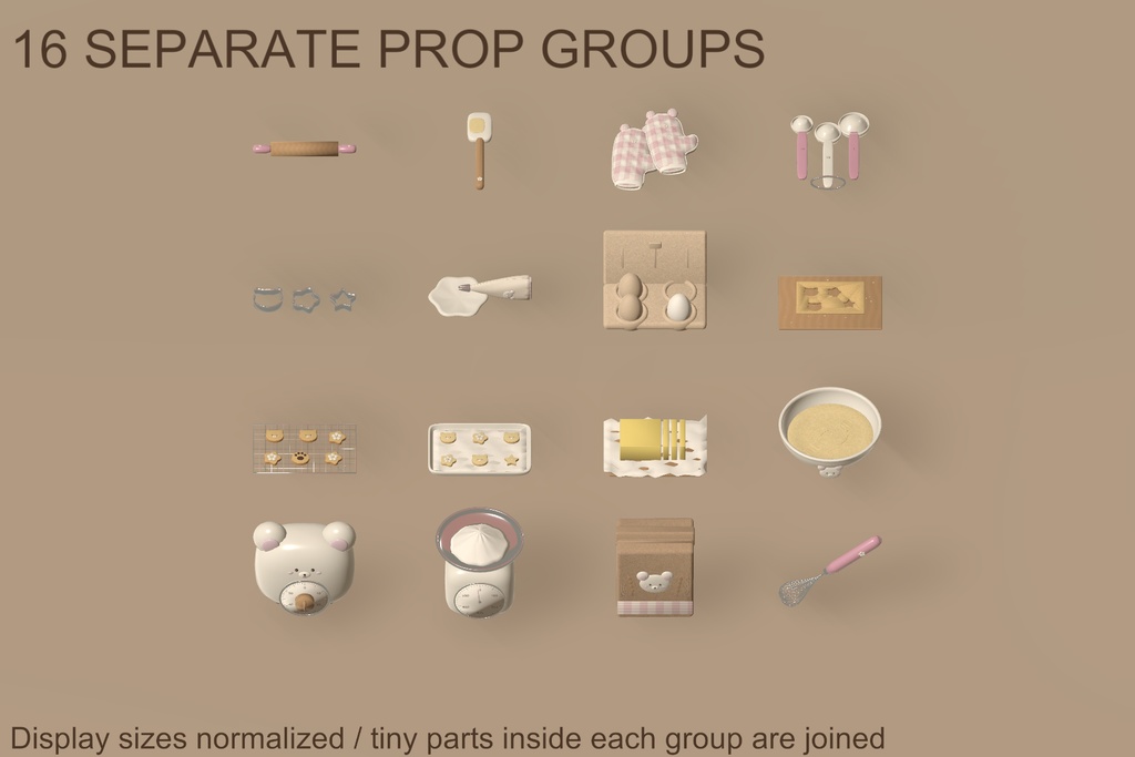 【VRChat】KOGUMA COOKIE ATELIER|こぐまのクッキー工房・16組・3色 / Cute Baking Props