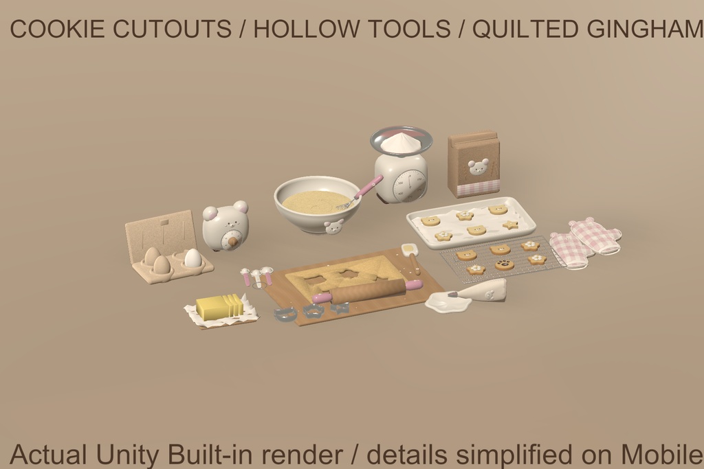 【VRChat】KOGUMA COOKIE ATELIER|こぐまのクッキー工房・16組・3色 / Cute Baking Props