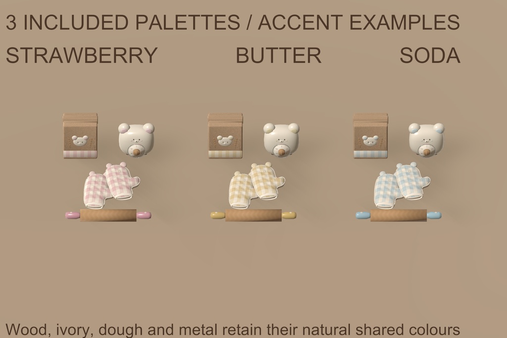 【VRChat】KOGUMA COOKIE ATELIER|こぐまのクッキー工房・16組・3色 / Cute Baking Props