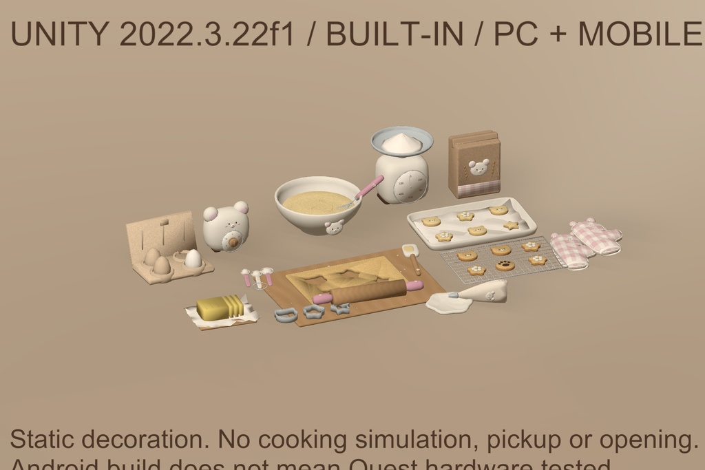 【VRChat】KOGUMA COOKIE ATELIER|こぐまのクッキー工房・16組・3色 / Cute Baking Props
