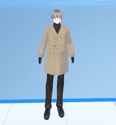3Dアバター（Coグレー(180)茶コート）
