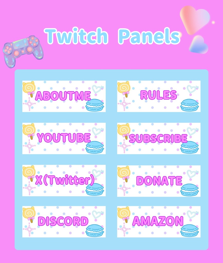 Twitchパネル/ゆめかわお菓子/Twitchバナー