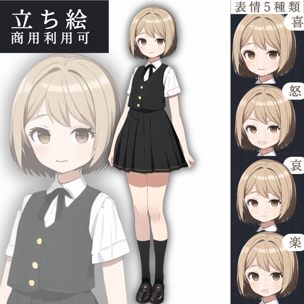 立ち絵素材 ブレザー制服 女の子