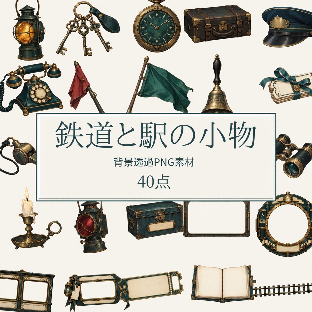 【無料版/有料版】鉄道と駅の小物|透過PNG素材40点