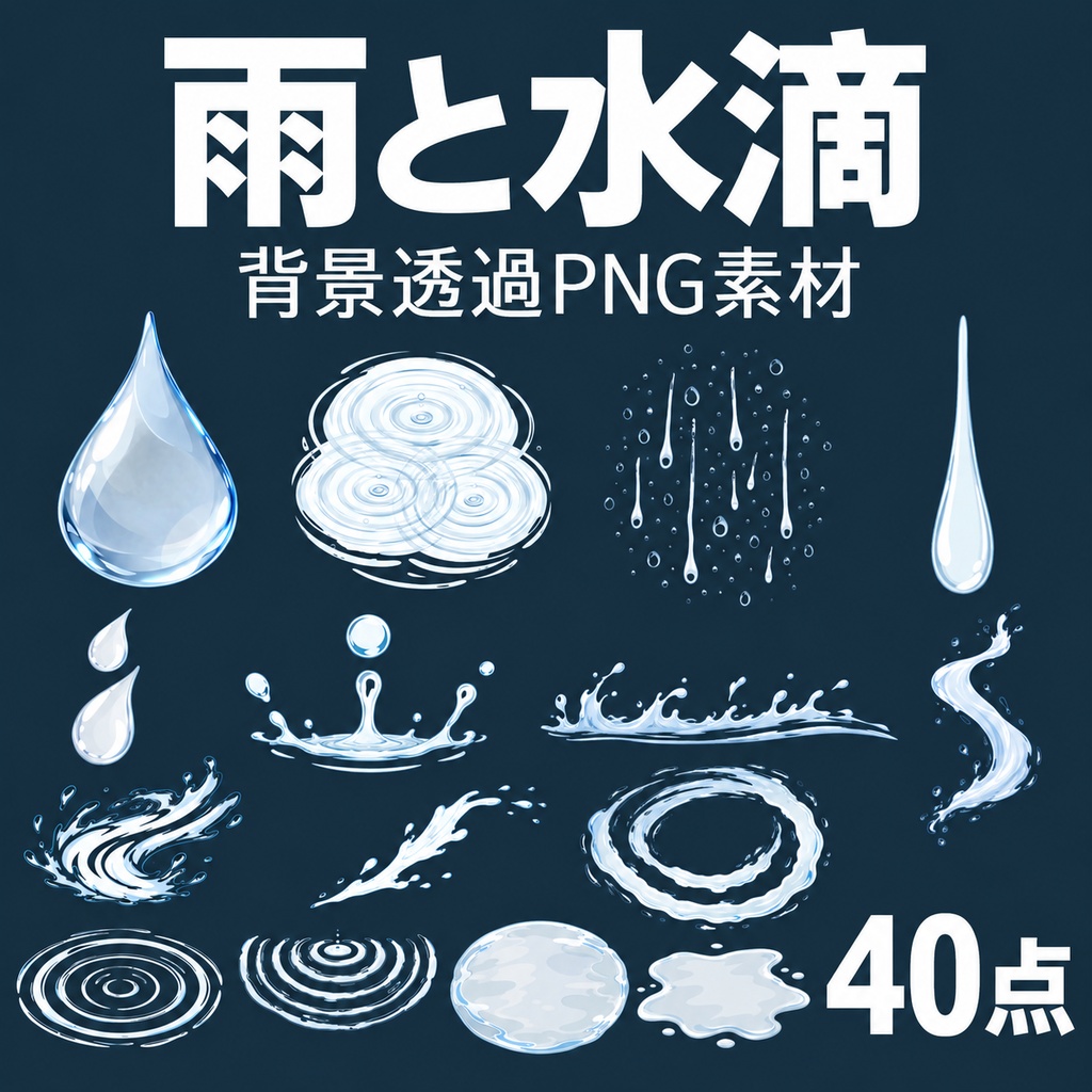  【無料あり】雨と水滴｜透過PNG素材40点【TRPG・ココフォリア】