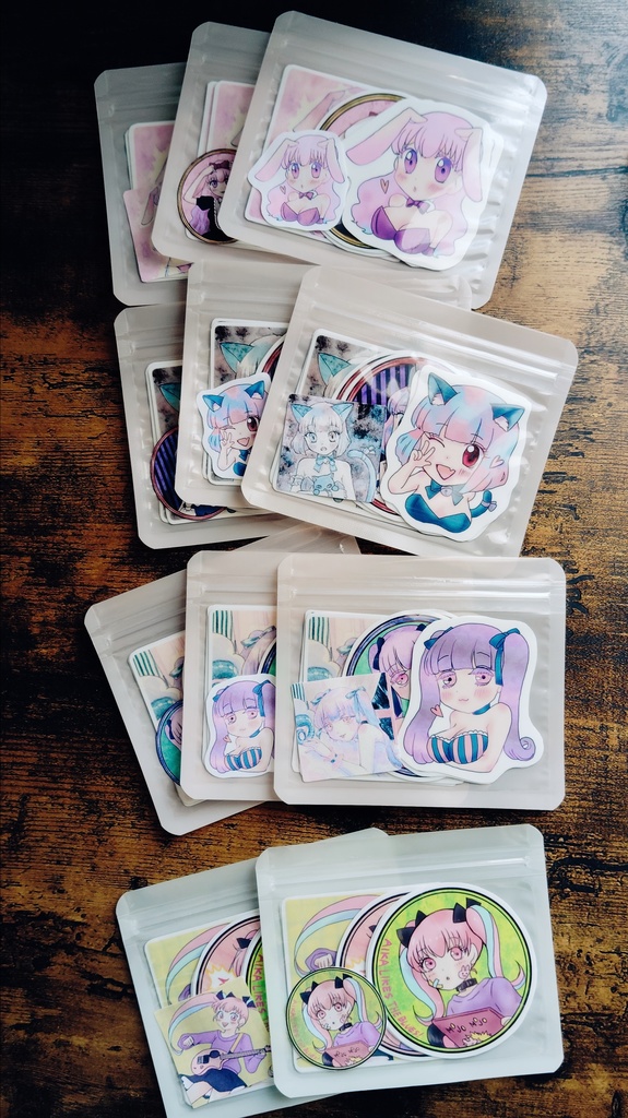 ぬい少女🧸、哀歌🎸ちゃん　フレークシール6枚セット