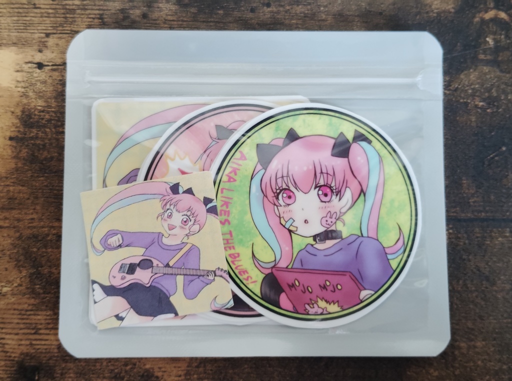 ぬい少女🧸、哀歌🎸ちゃん フレークシール6枚セット