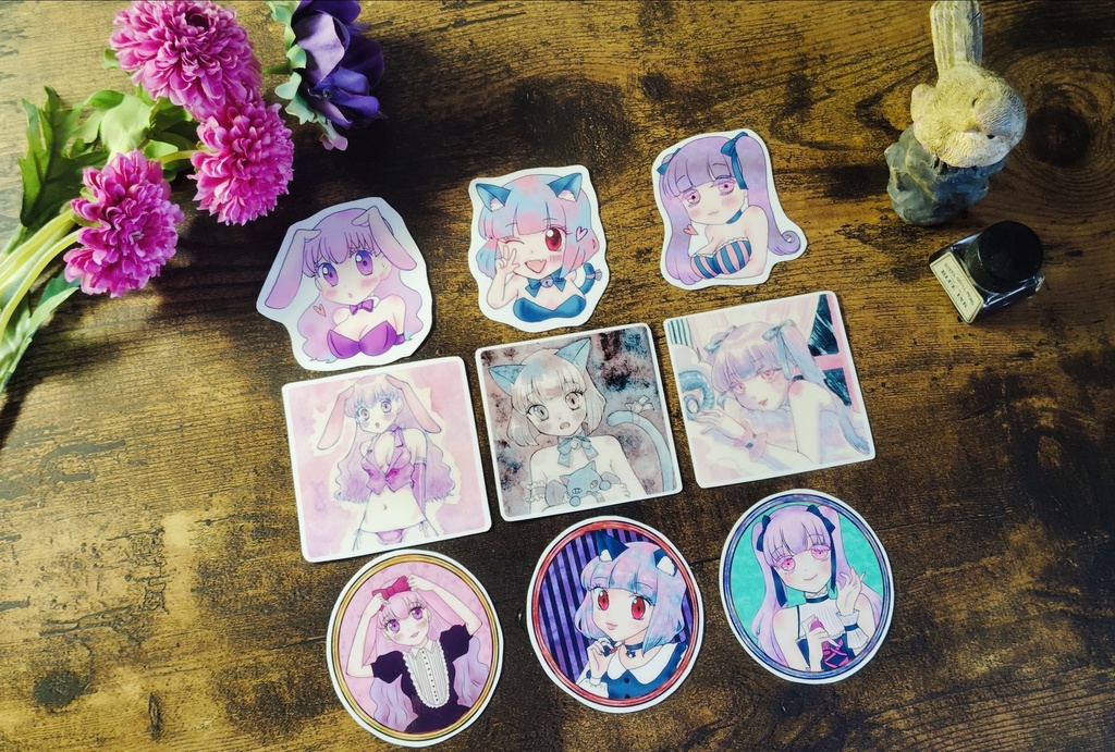 🐰ぬい少女フレークシール3人セット+スペシャルポスカ付き!