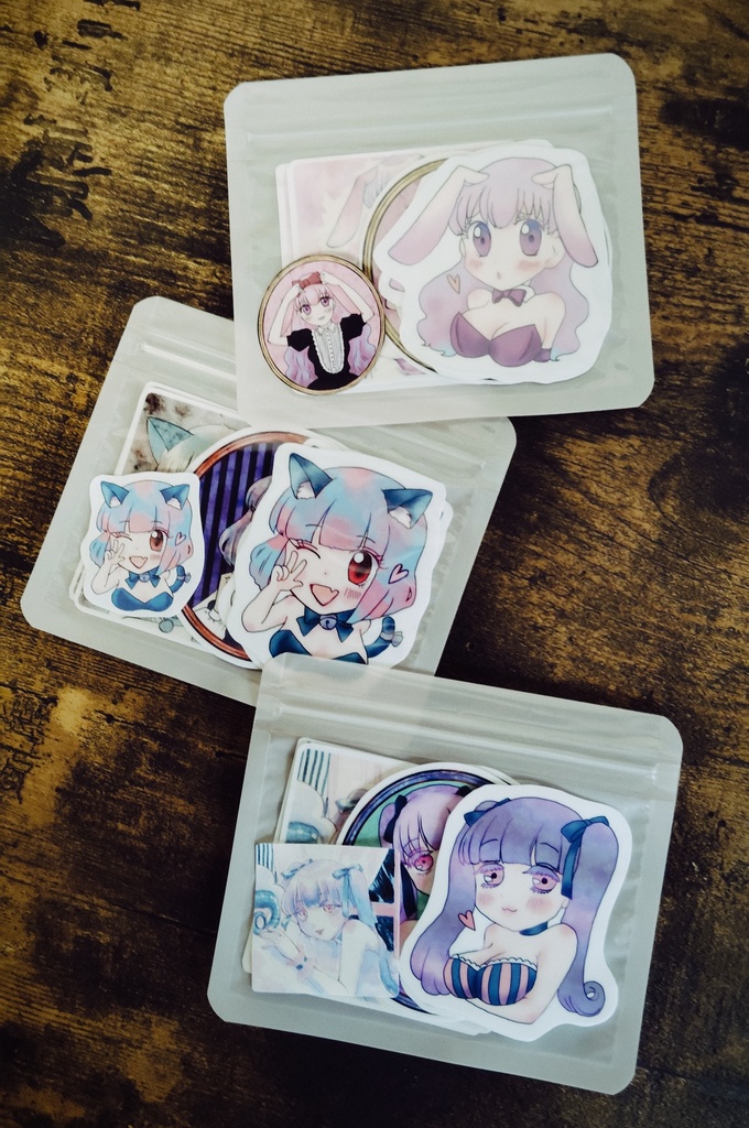 🐰ぬい少女フレークシール3人セット+スペシャルポスカ付き!