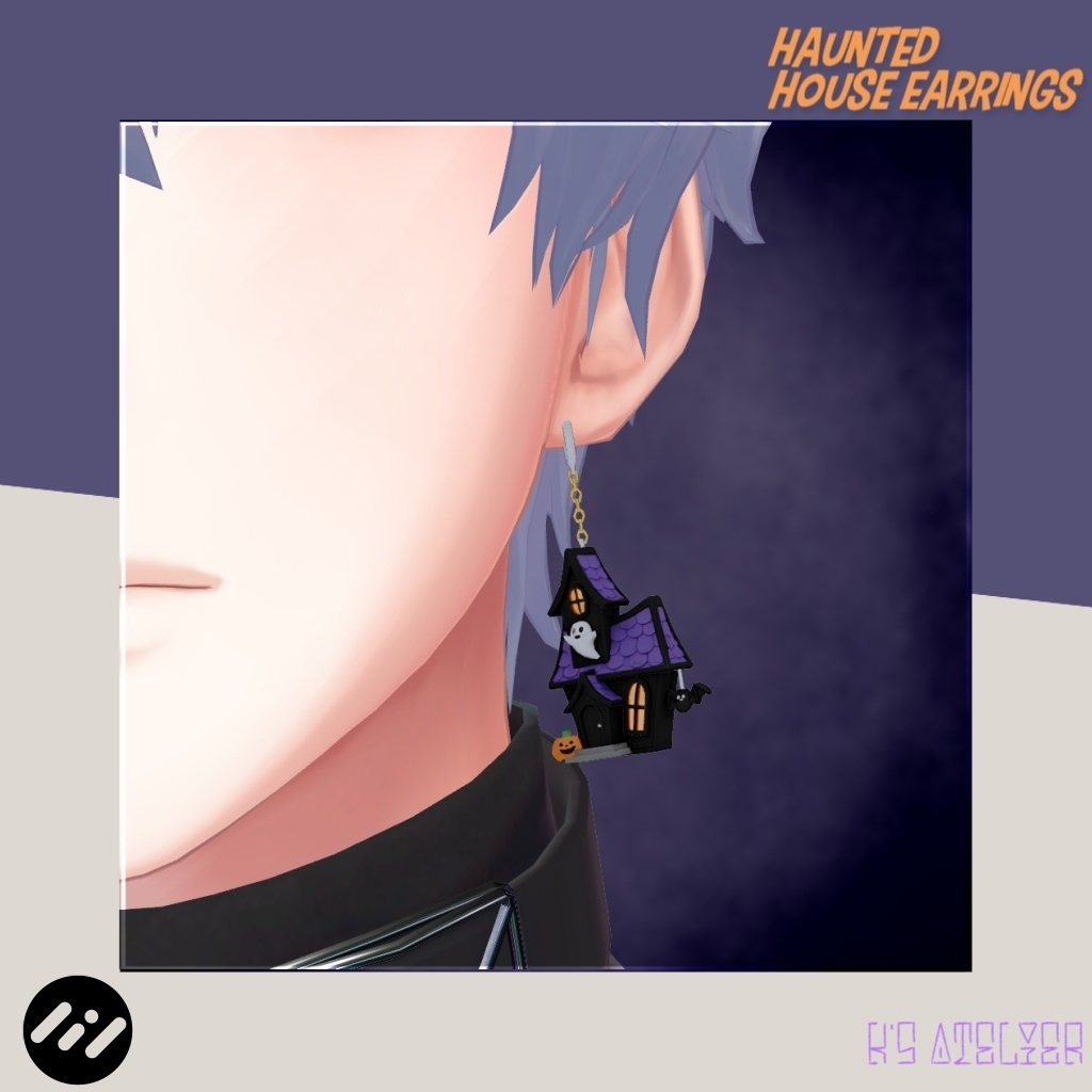 【パーティクル付き】ホーンテッドハロウィンピアス