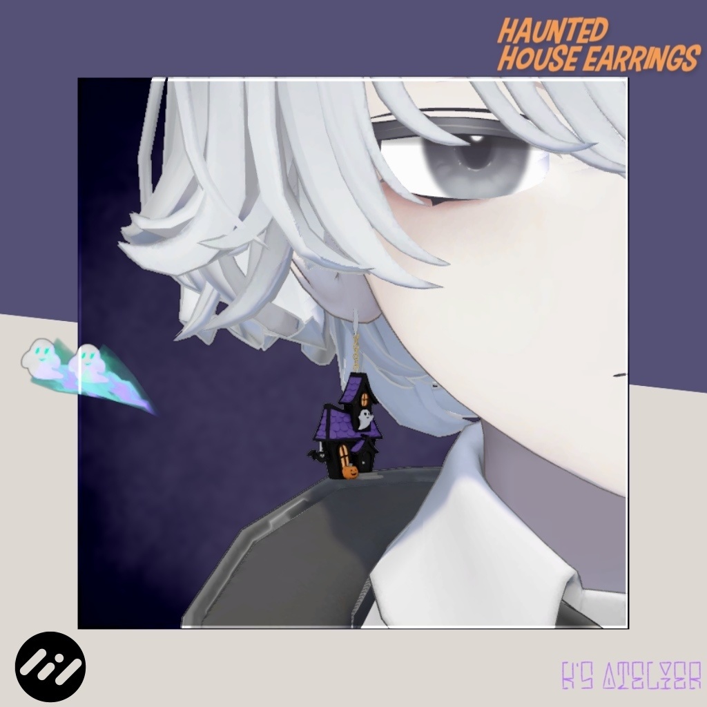 【パーティクル付き】ホーンテッドハロウィンピアス