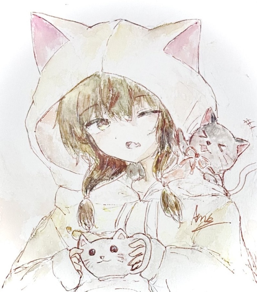 肩乗りネコと何気ない休息