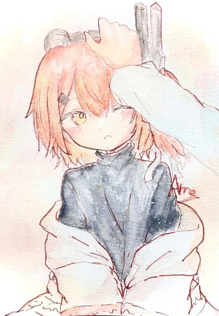 ポストカードサイズ　二次創作イラスト原画「温もりの記憶」 足立レイ