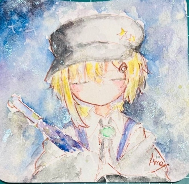 手のひらフレームレスアナログ原画「星屑」OC 星の観測者