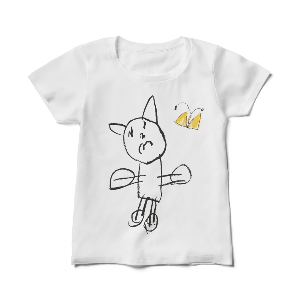 ねこちゃんレディースTシャツ(ちょうちょ付き)