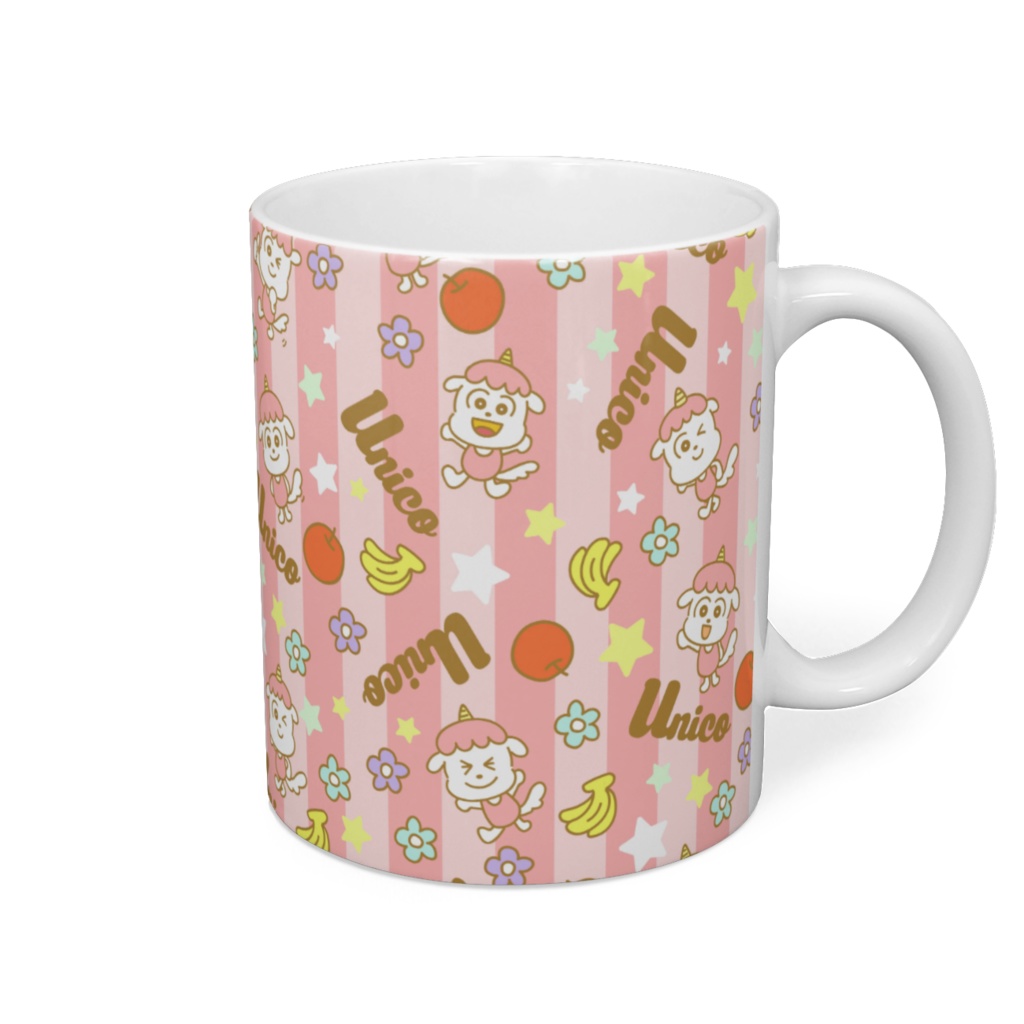 ゆにこマグカップ総柄【ピンク】