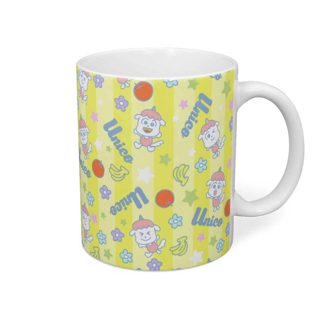 ゆにこマグカップ総柄【イエロー】