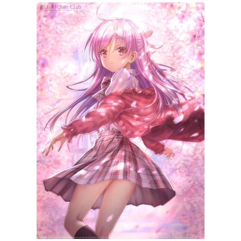 『桜と振り向き少女』 A4クリアファイル  