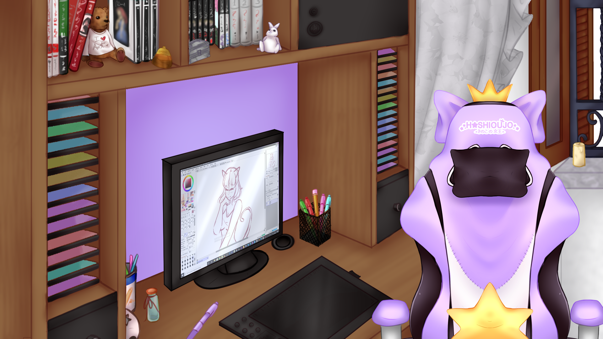  free vtuber assets gaming chair hoshioujo booth