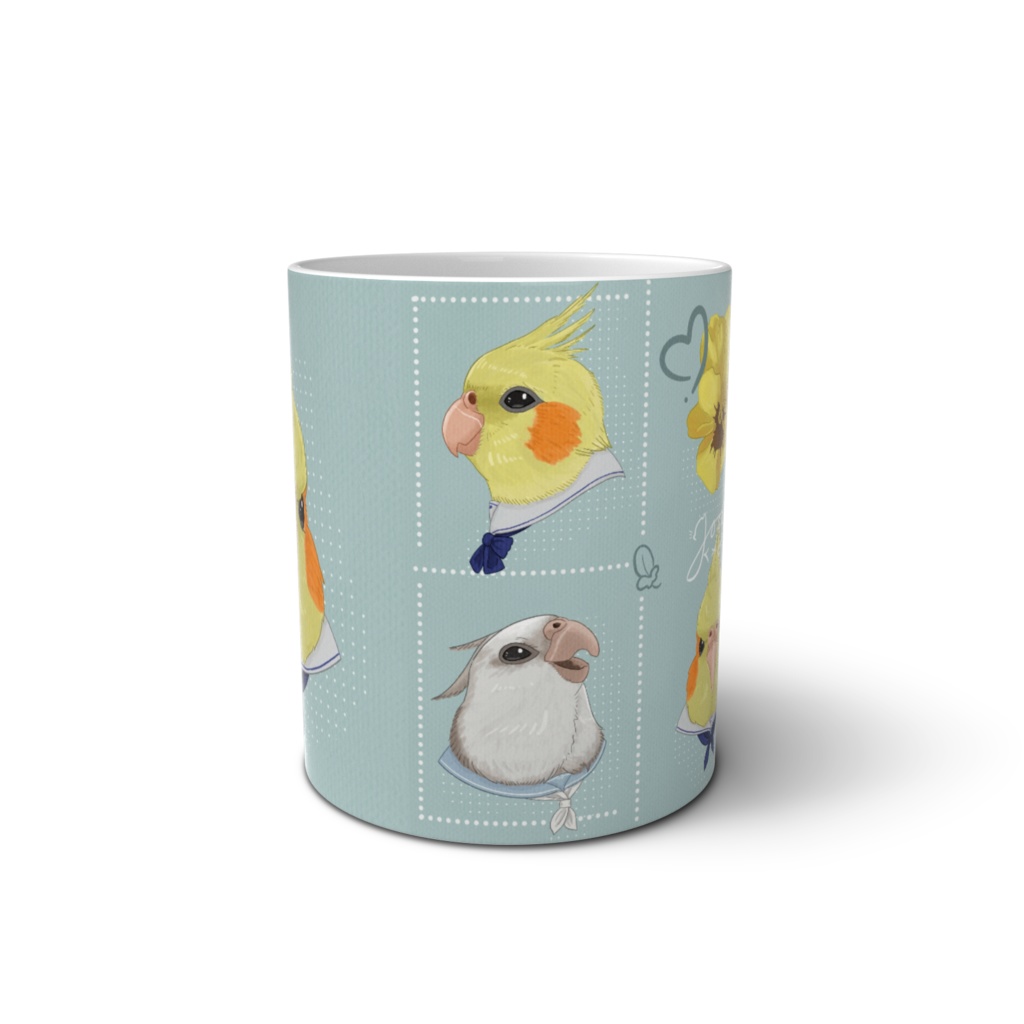 マグカップ オカメインコとパンジー【受注販売】