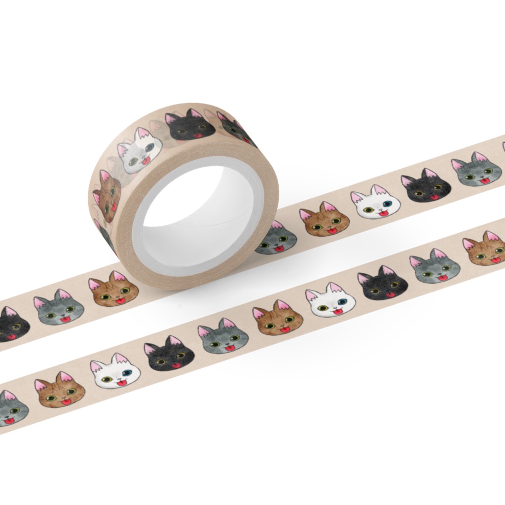Cat faceマスキングテープ 15mm×5m