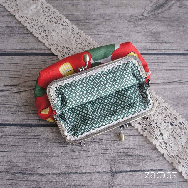 《送料無料》手提げがま口ポーチ*椿