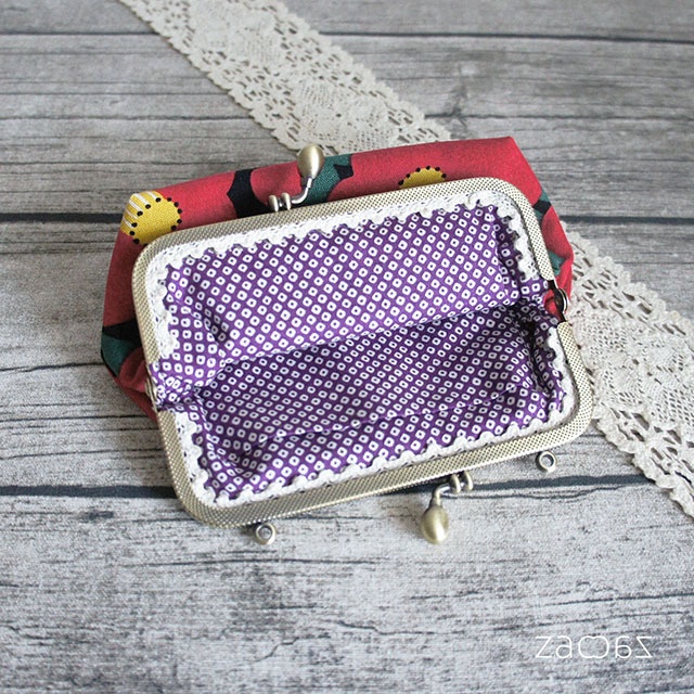 《送料無料》手提げがま口ポーチ*椿