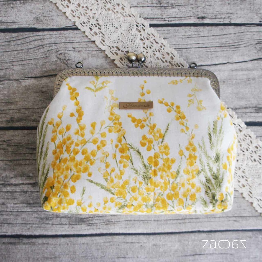 《送料無料》がま口ショルダーバッグ*ミモザ