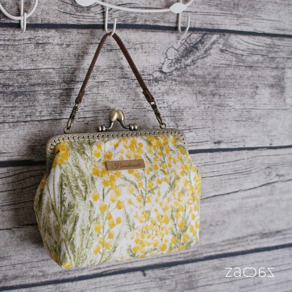 手提げがま口ポーチ*ミモザ