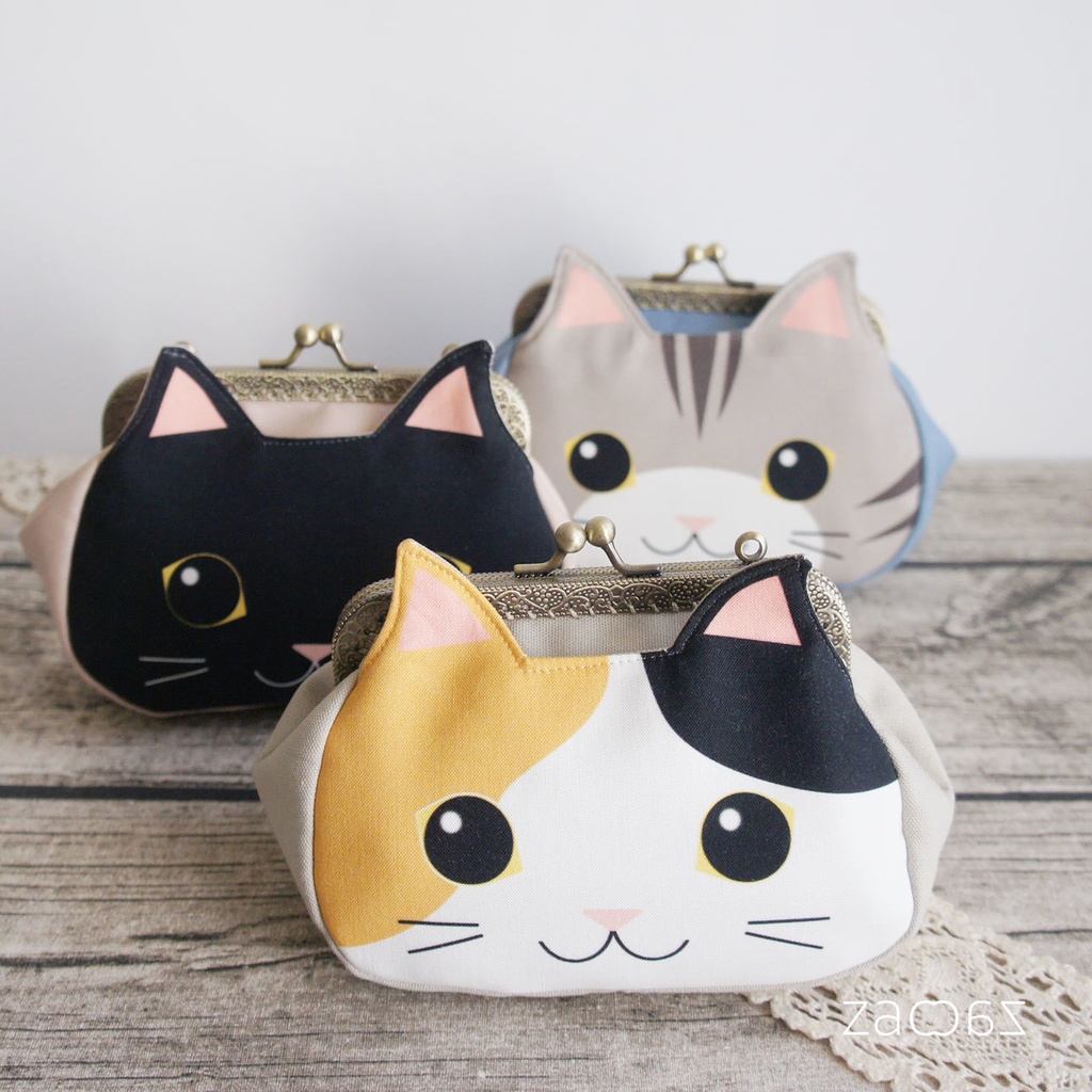 初売♥️ ハンドメイド 猫柄 トートバッグ ガマ口 ポーチ3点セット