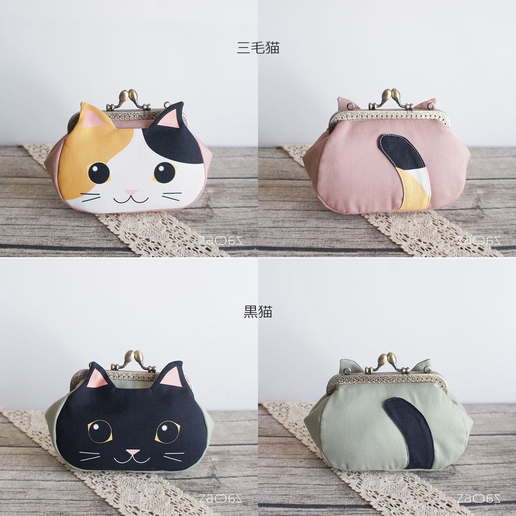 《送料無料》猫ポケットがま口ポーチ