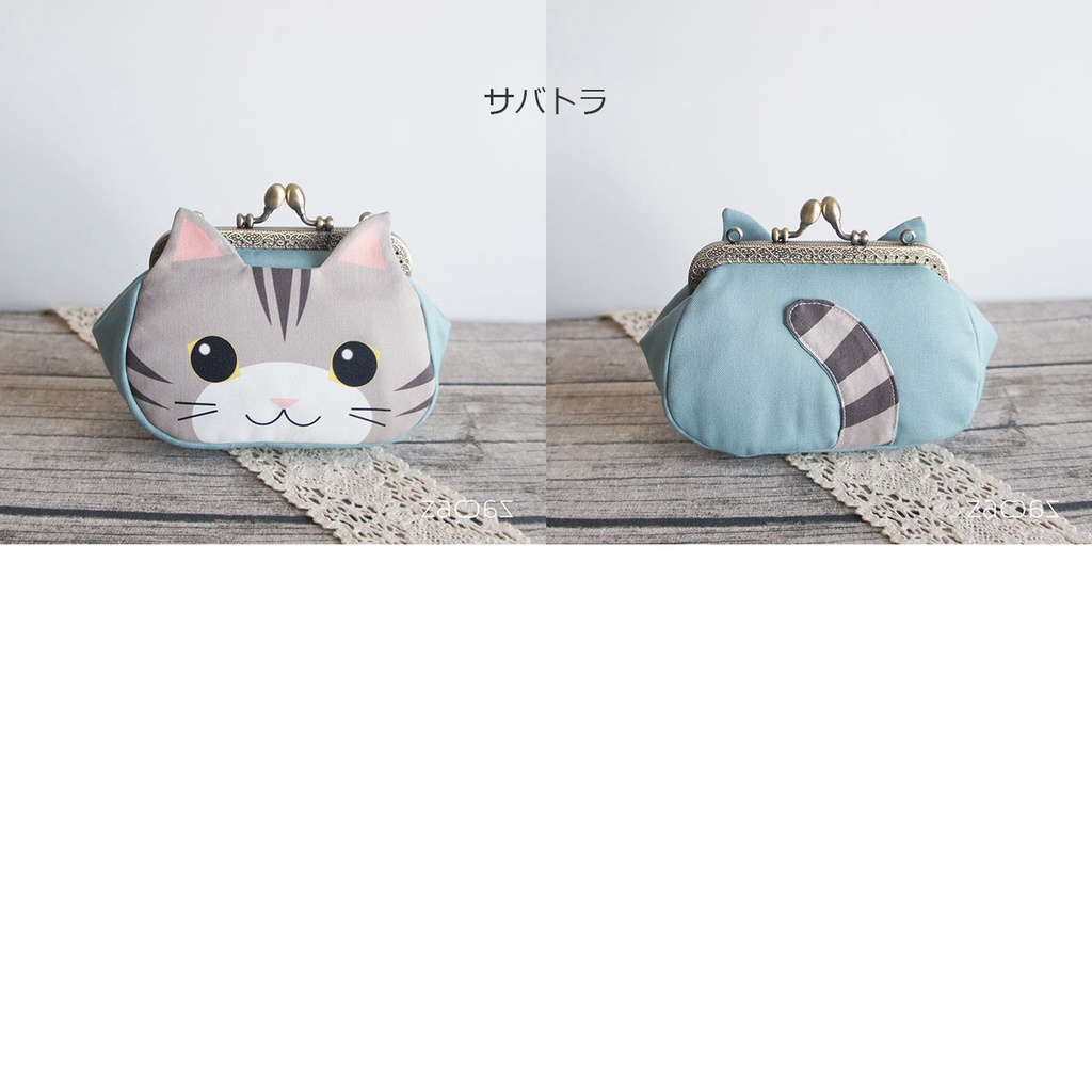 《送料無料》猫ポケットがま口ポーチ