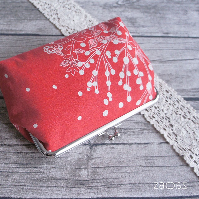 《送料無料》通帳がま口ポーチ*Plants-A