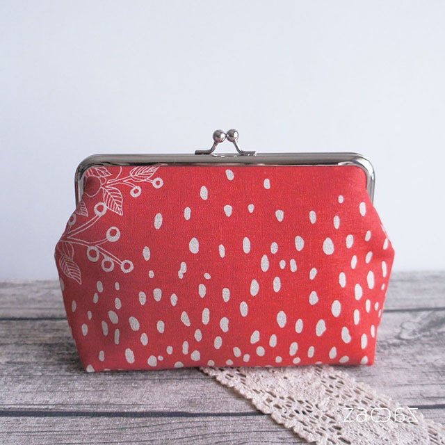 《送料無料》通帳がま口ポーチ*Plants-A