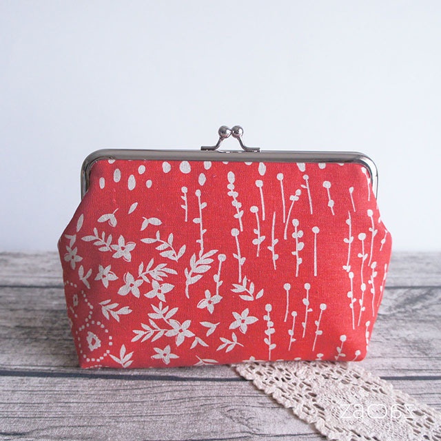 《送料無料》通帳がま口ポーチ*Plants-B