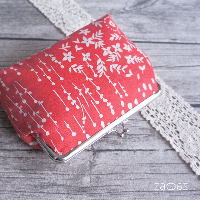 《送料無料》通帳がま口ポーチ*Plants-B